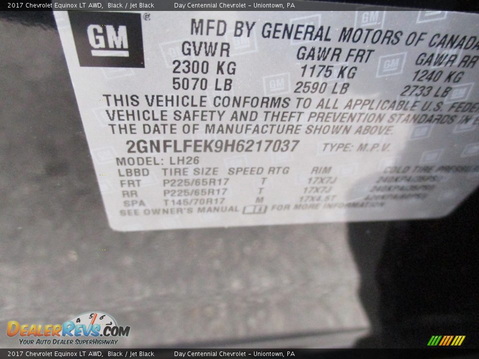 2017 Chevrolet Equinox LT AWD Black / Jet Black Photo #19