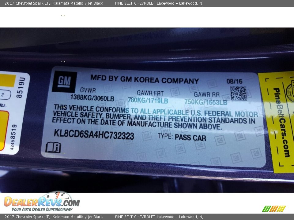 2017 Chevrolet Spark LT Kalamata Metallic / Jet Black Photo #7