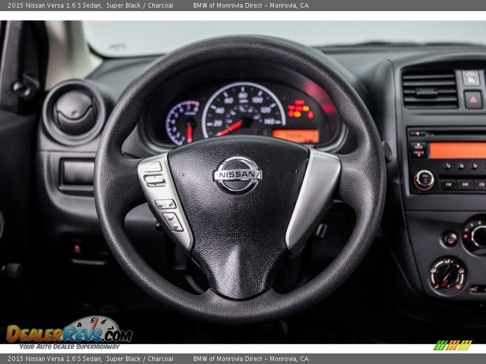 2015 Nissan Versa 1.6 S Sedan Super Black / Charcoal Photo #16