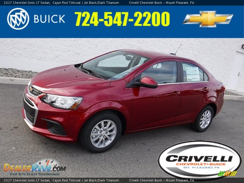 2017 Chevrolet Sonic LT Sedan Cajun Red Tintcoat / Jet Black/Dark Titanium Photo #1