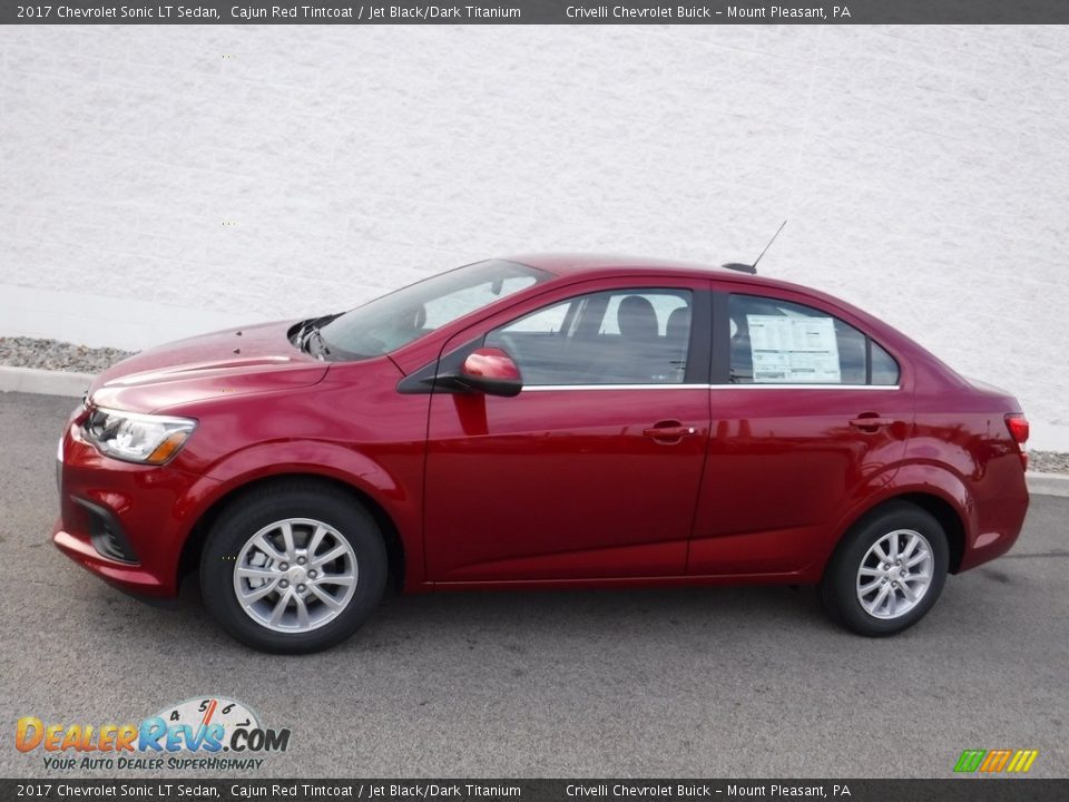 2017 Chevrolet Sonic LT Sedan Cajun Red Tintcoat / Jet Black/Dark Titanium Photo #2