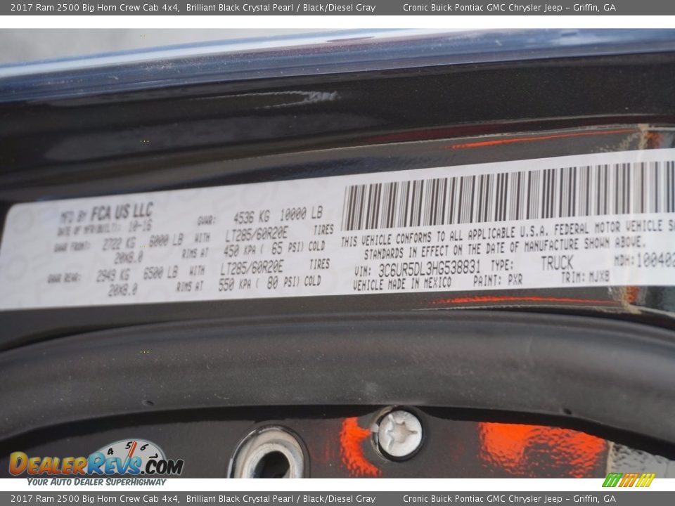 2017 Ram 2500 Big Horn Crew Cab 4x4 Brilliant Black Crystal Pearl / Black/Diesel Gray Photo #17