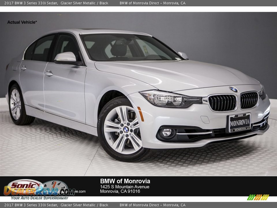 2017 BMW 3 Series 330i Sedan Glacier Silver Metallic / Black Photo #1