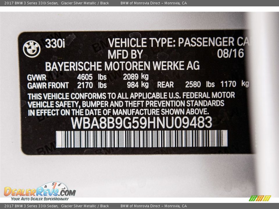 2017 BMW 3 Series 330i Sedan Glacier Silver Metallic / Black Photo #10