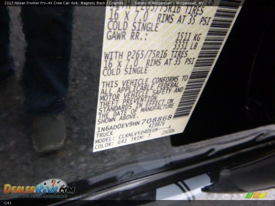 Nissan Color Code G41 Magnetic Black