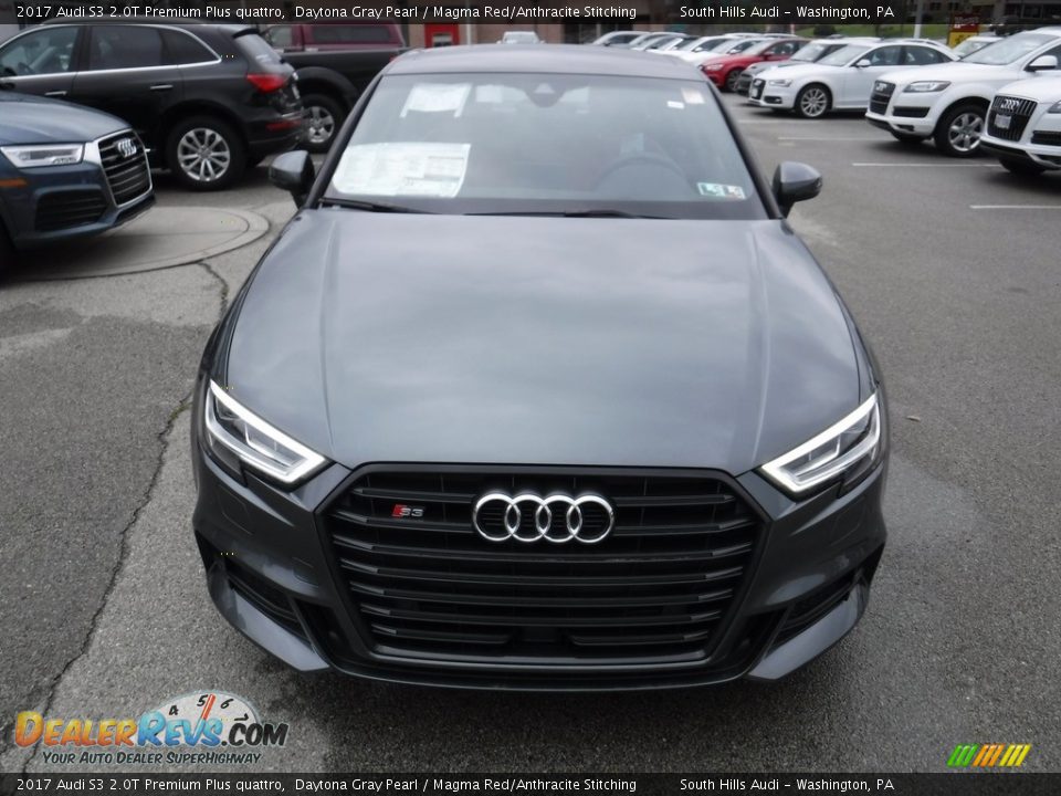2017 Audi S3 2.0T Premium Plus quattro Daytona Gray Pearl / Magma Red/Anthracite Stitching Photo #6