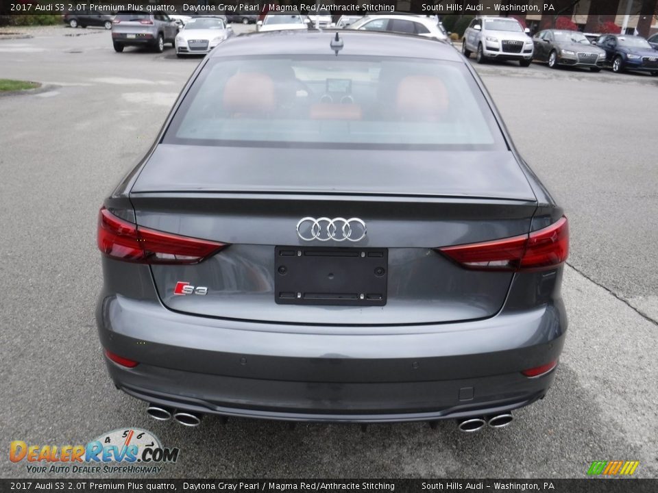 2017 Audi S3 2.0T Premium Plus quattro Daytona Gray Pearl / Magma Red/Anthracite Stitching Photo #12