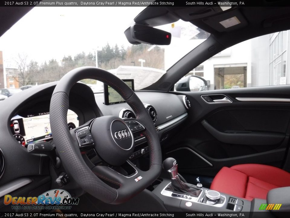 2017 Audi S3 2.0T Premium Plus quattro Daytona Gray Pearl / Magma Red/Anthracite Stitching Photo #19