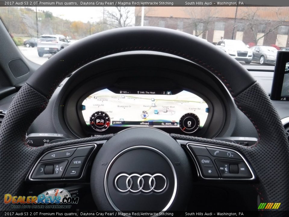 2017 Audi S3 2.0T Premium Plus quattro Daytona Gray Pearl / Magma Red/Anthracite Stitching Photo #28