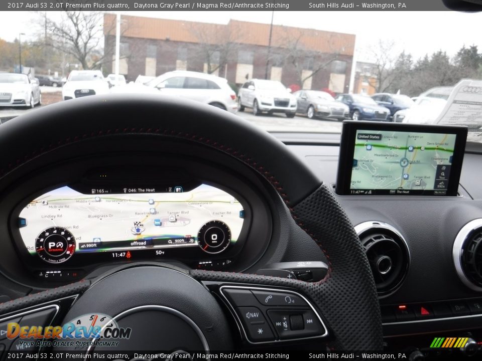 2017 Audi S3 2.0T Premium Plus quattro Daytona Gray Pearl / Magma Red/Anthracite Stitching Photo #34