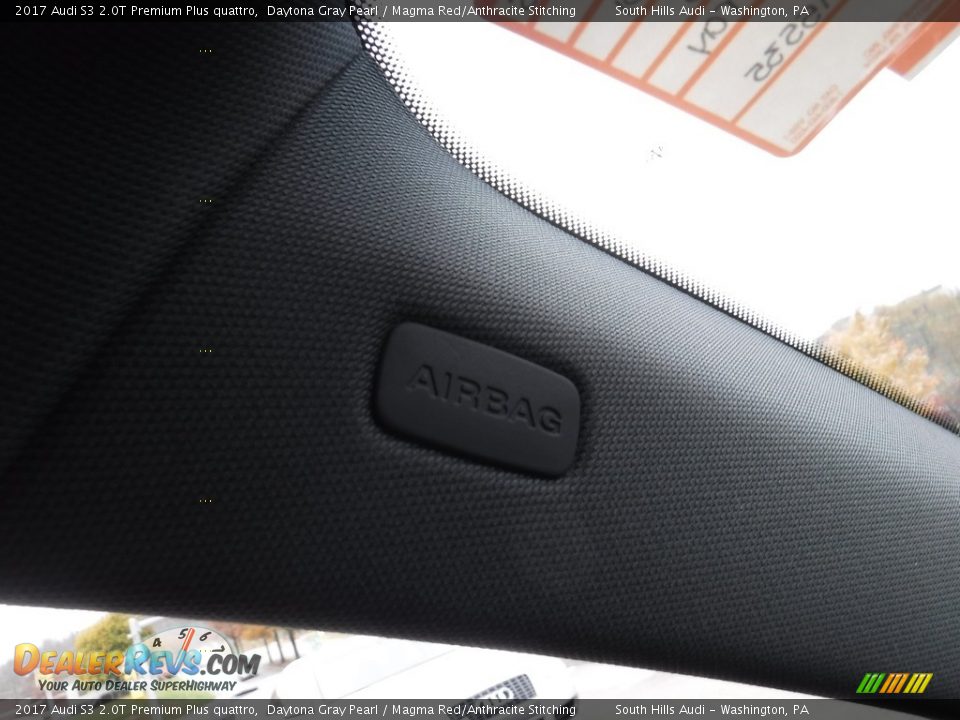 2017 Audi S3 2.0T Premium Plus quattro Daytona Gray Pearl / Magma Red/Anthracite Stitching Photo #35