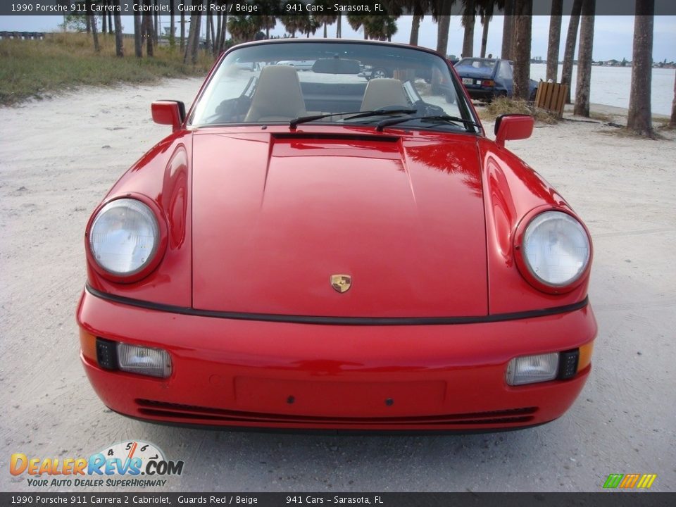 1990 Porsche 911 Carrera 2 Cabriolet Guards Red / Beige Photo #2