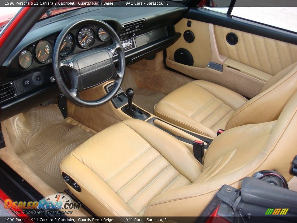 Beige Interior - 1990 Porsche 911 Carrera 2 Cabriolet Photo #15