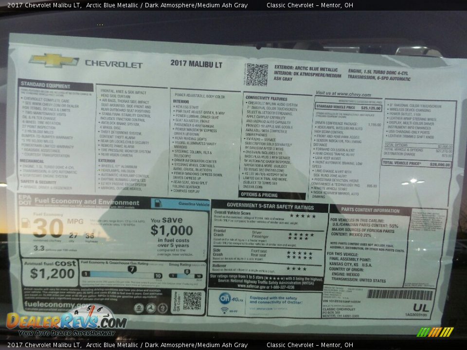 2017 Chevrolet Malibu LT Arctic Blue Metallic / Dark Atmosphere/Medium Ash Gray Photo #4