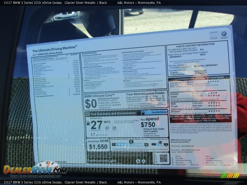 2017 BMW 3 Series 320i xDrive Sedan Glacier Silver Metallic / Black Photo #9