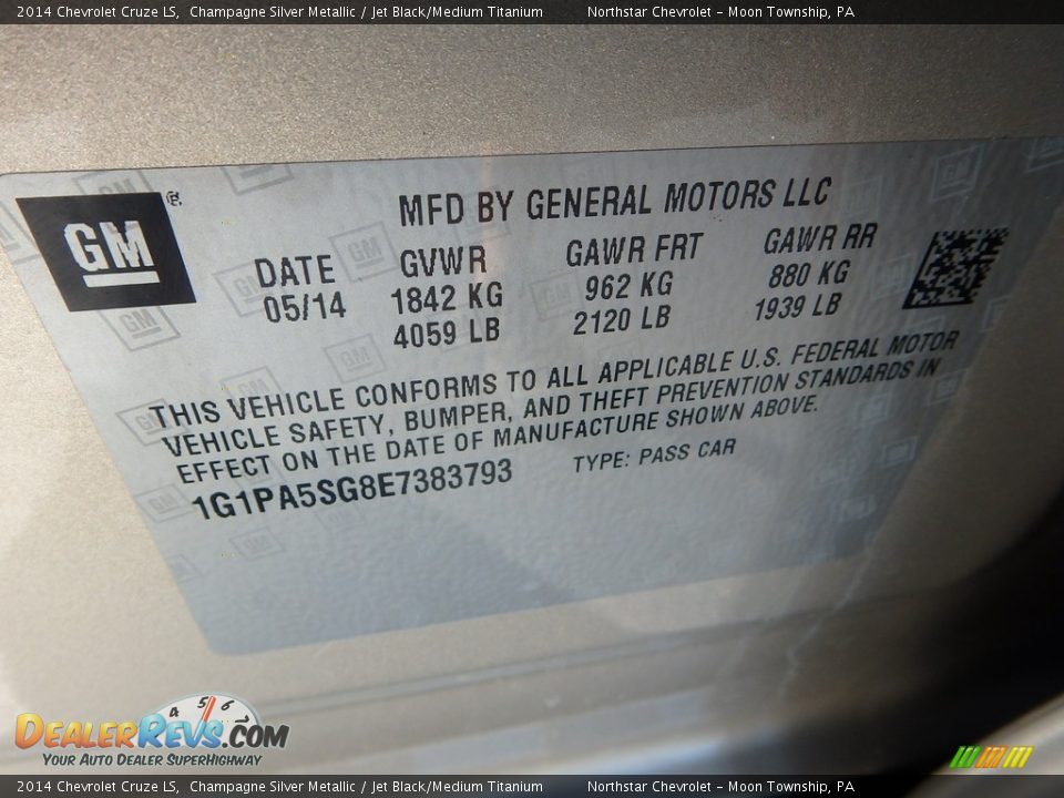 2014 Chevrolet Cruze LS Champagne Silver Metallic / Jet Black/Medium Titanium Photo #29