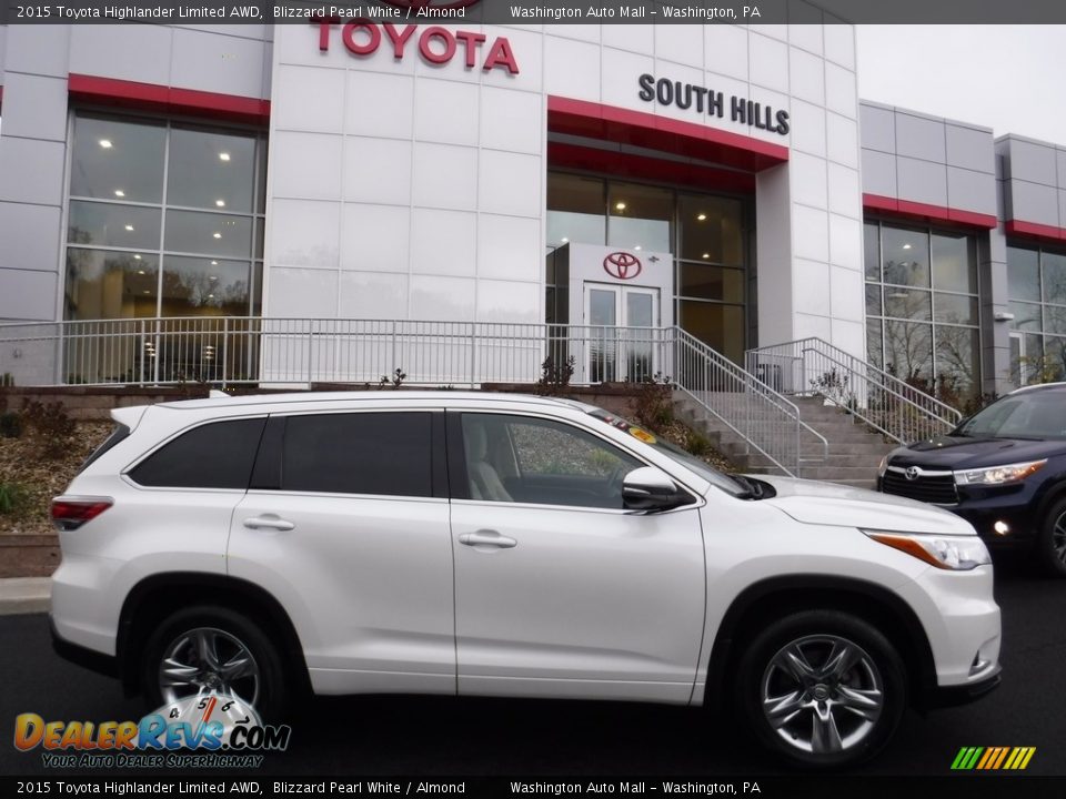 2015 Toyota Highlander Limited AWD Blizzard Pearl White / Almond Photo #2