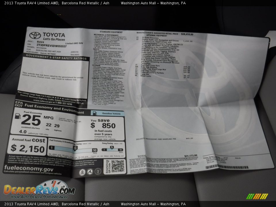 2013 Toyota RAV4 Limited AWD Barcelona Red Metallic / Ash Photo #23