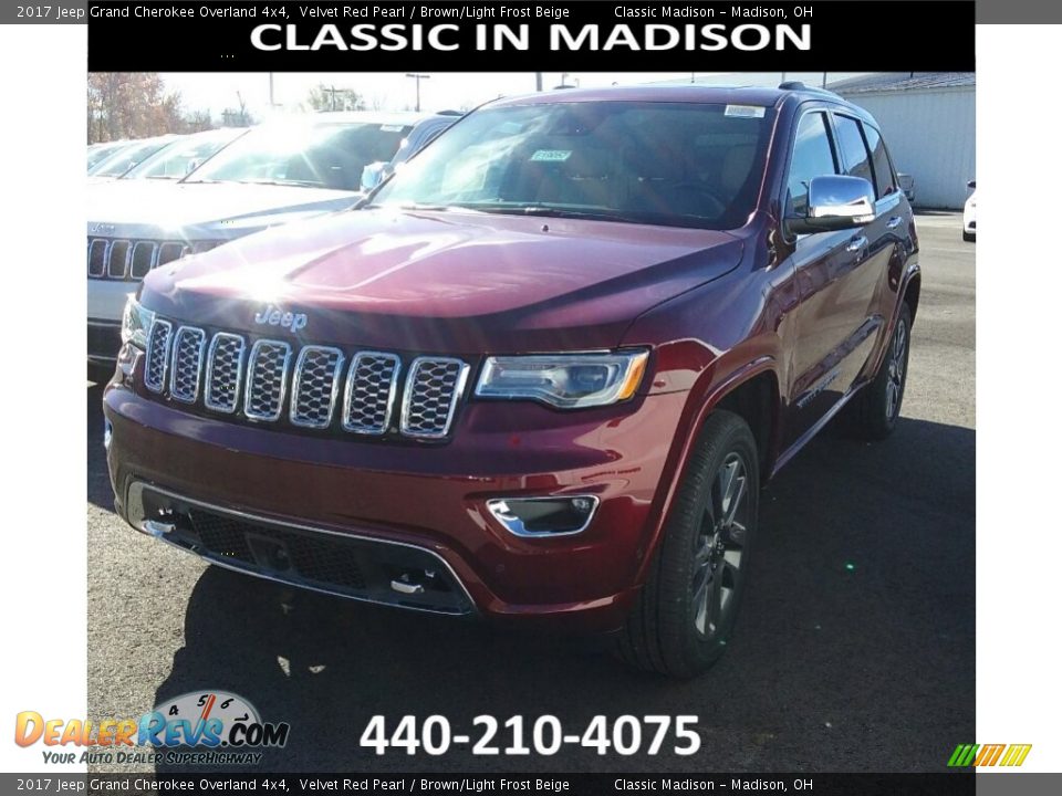 2017 Jeep Grand Cherokee Overland 4x4 Velvet Red Pearl / Brown/Light Frost Beige Photo #1