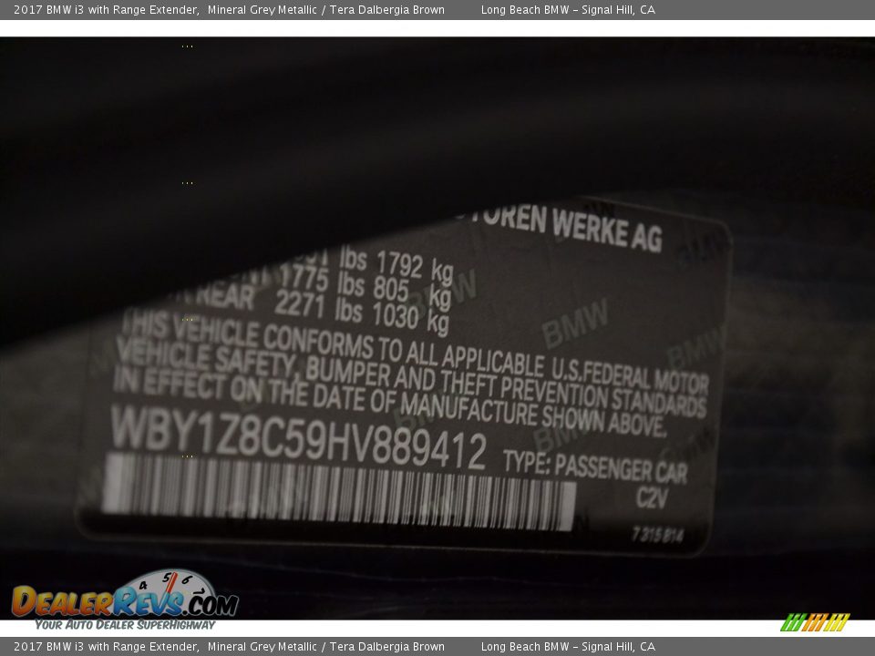 2017 BMW i3 with Range Extender Mineral Grey Metallic / Tera Dalbergia Brown Photo #15