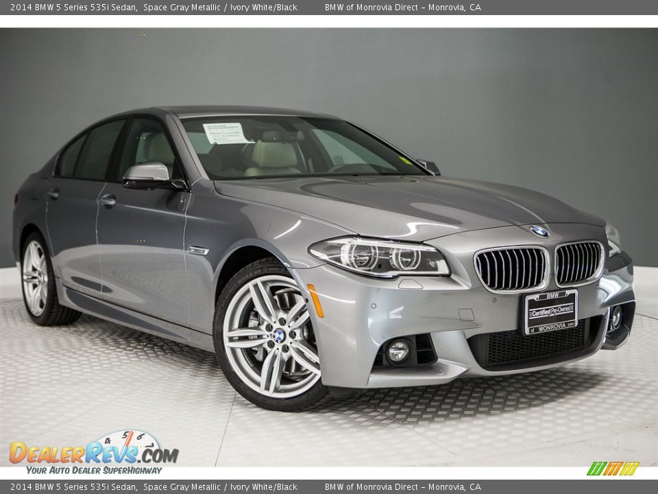 2014 BMW 5 Series 535i Sedan Space Gray Metallic / Ivory White/Black Photo #12