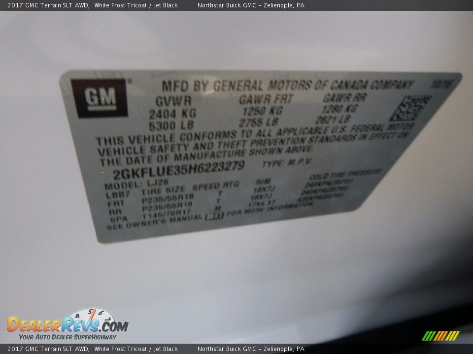 2017 GMC Terrain SLT AWD White Frost Tricoat / Jet Black Photo #16
