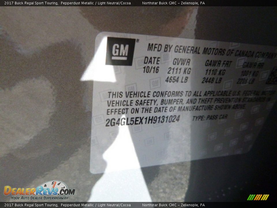 2017 Buick Regal Sport Touring Pepperdust Metallic / Light Neutral/Cocoa Photo #12