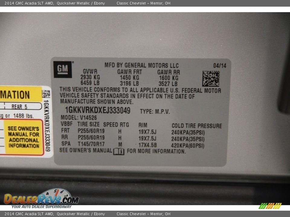 2014 GMC Acadia SLT AWD Quicksilver Metallic / Ebony Photo #21