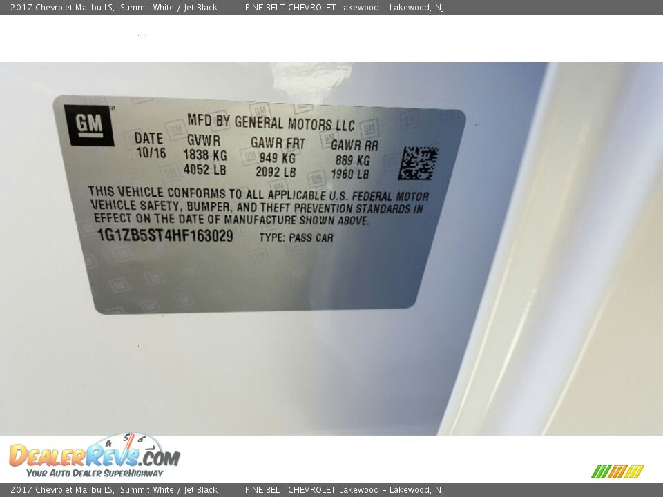 2017 Chevrolet Malibu LS Summit White / Jet Black Photo #7