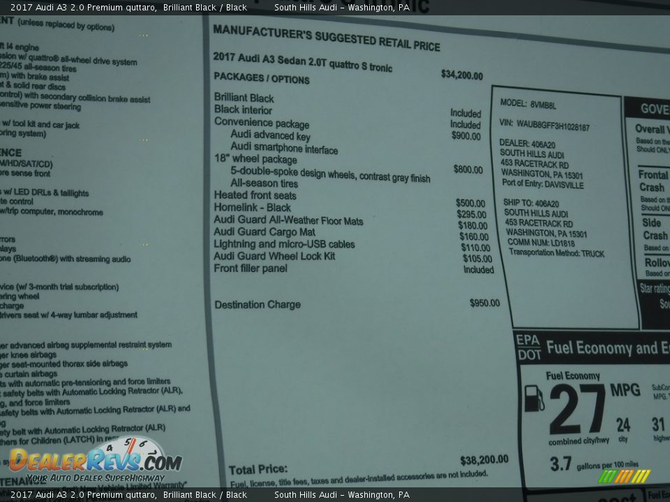2017 Audi A3 2.0 Premium quttaro Brilliant Black / Black Photo #9