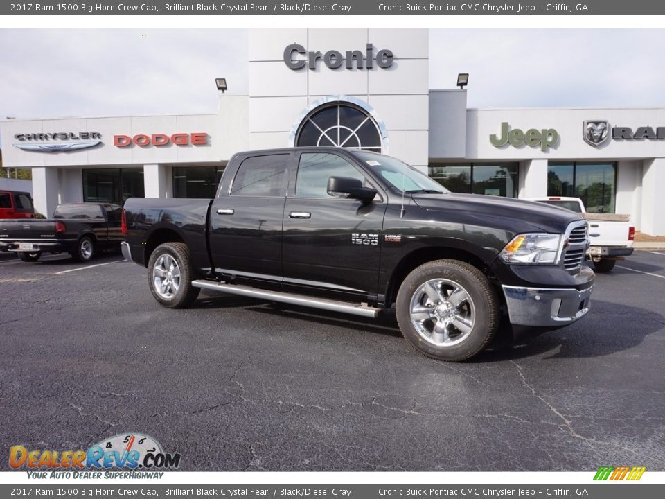 2017 Ram 1500 Big Horn Crew Cab Brilliant Black Crystal Pearl / Black/Diesel Gray Photo #1
