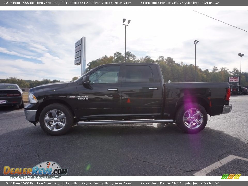 2017 Ram 1500 Big Horn Crew Cab Brilliant Black Crystal Pearl / Black/Diesel Gray Photo #4