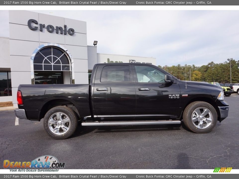 2017 Ram 1500 Big Horn Crew Cab Brilliant Black Crystal Pearl / Black/Diesel Gray Photo #8