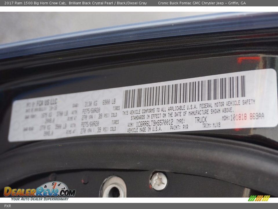 Ram Color Code PXR Brilliant Black Crystal Pearl