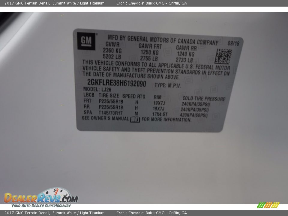 2017 GMC Terrain Denali Summit White / Light Titanium Photo #16