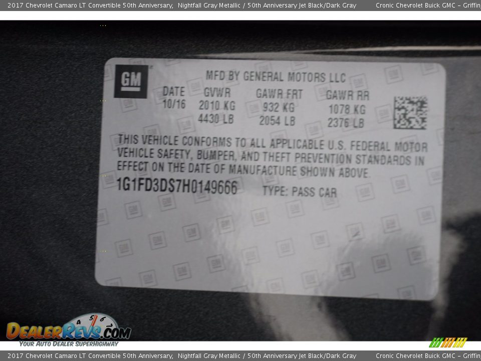 2017 Chevrolet Camaro LT Convertible 50th Anniversary Nightfall Gray Metallic / 50th Anniversary Jet Black/Dark Gray Photo #18