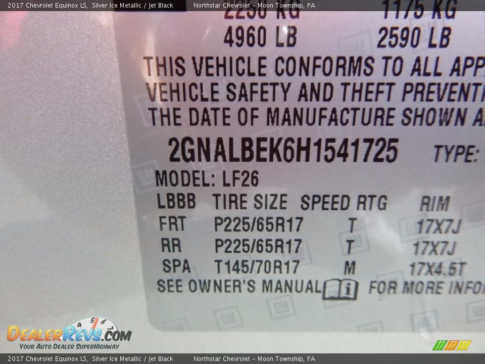 2017 Chevrolet Equinox LS Silver Ice Metallic / Jet Black Photo #16