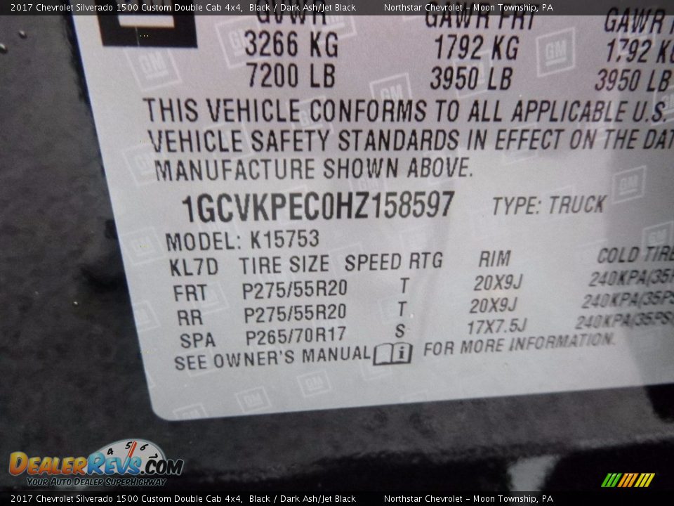 2017 Chevrolet Silverado 1500 Custom Double Cab 4x4 Black / Dark Ash/Jet Black Photo #16