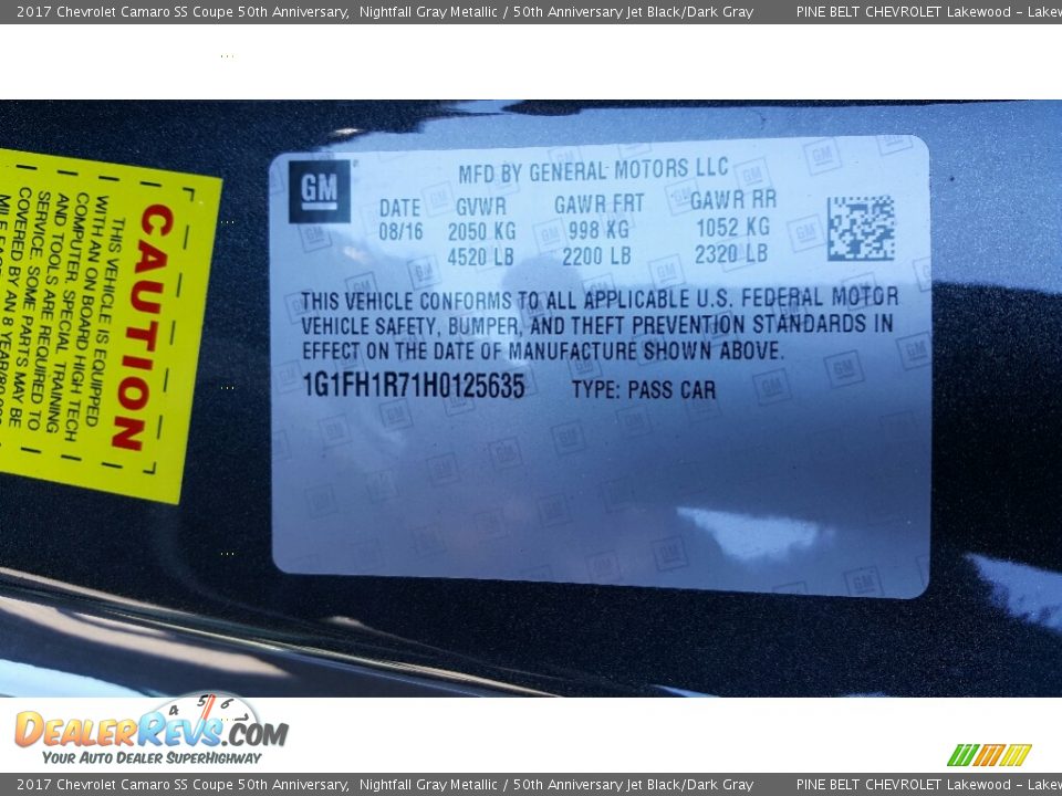 2017 Chevrolet Camaro SS Coupe 50th Anniversary Nightfall Gray Metallic / 50th Anniversary Jet Black/Dark Gray Photo #7