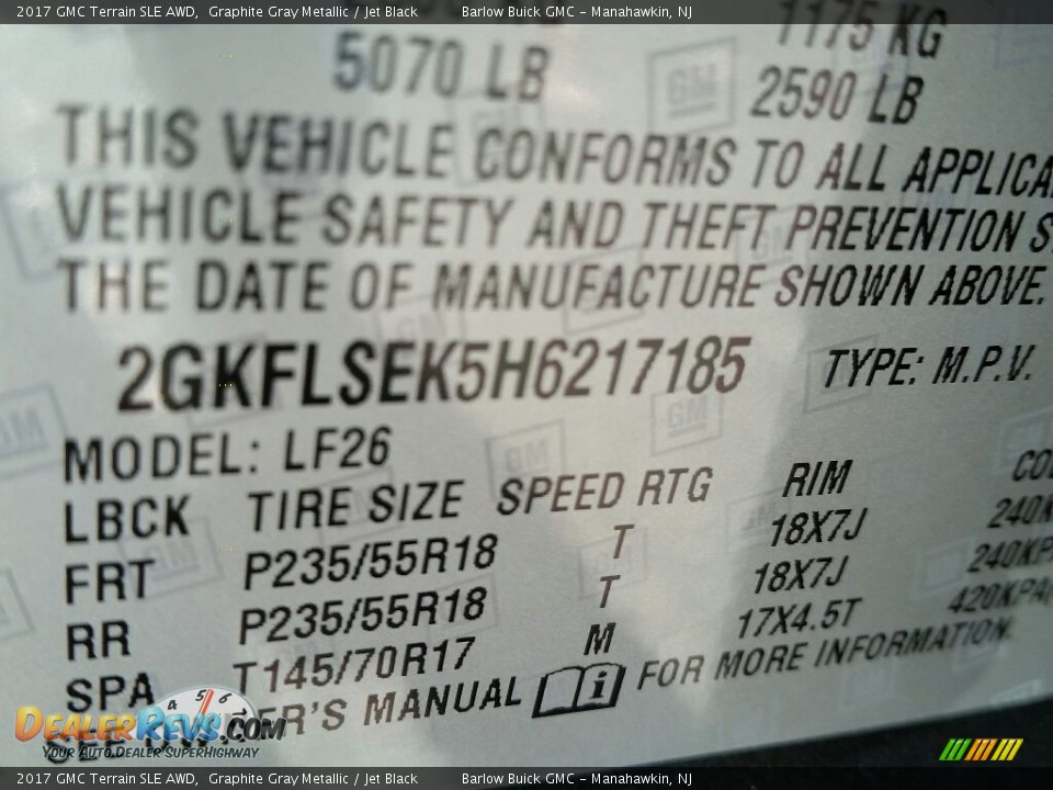 2017 GMC Terrain SLE AWD Graphite Gray Metallic / Jet Black Photo #10