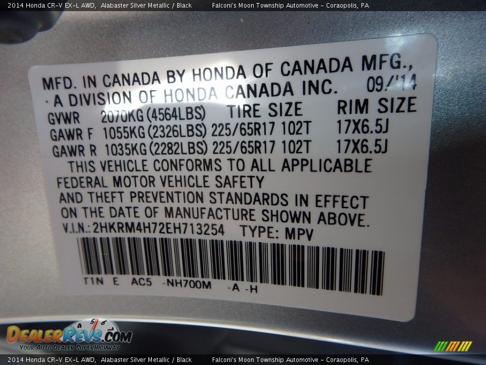 2014 Honda CR-V EX-L AWD Alabaster Silver Metallic / Black Photo #23