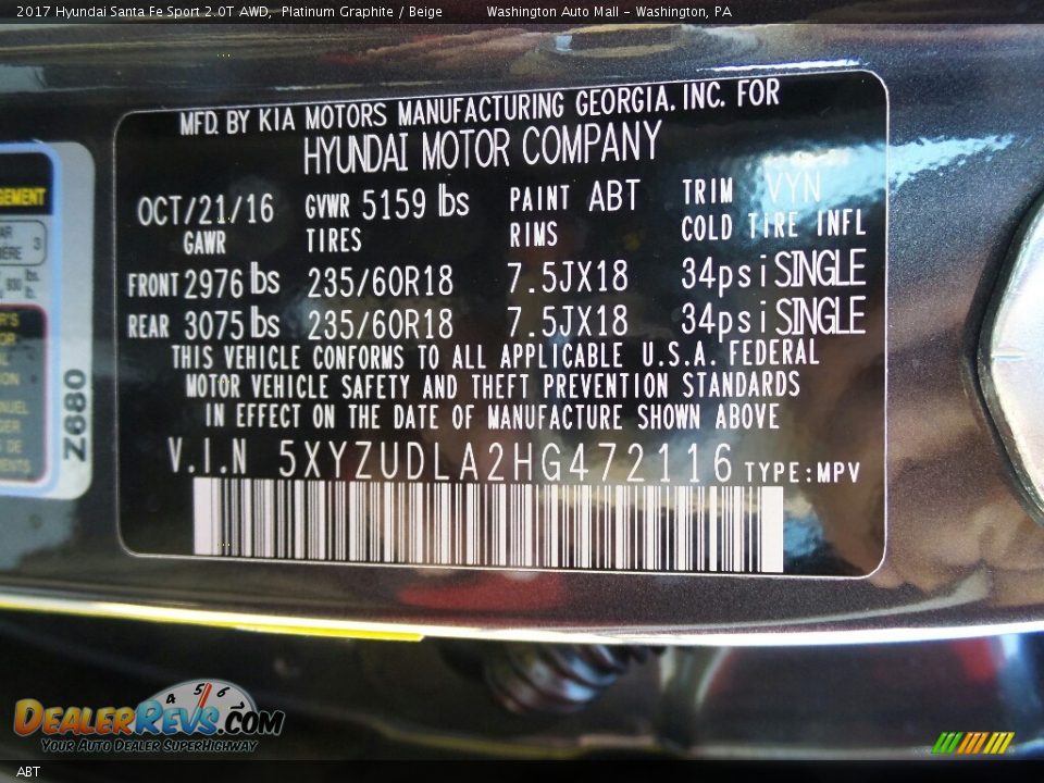 Hyundai Color Code ABT Platinum Graphite