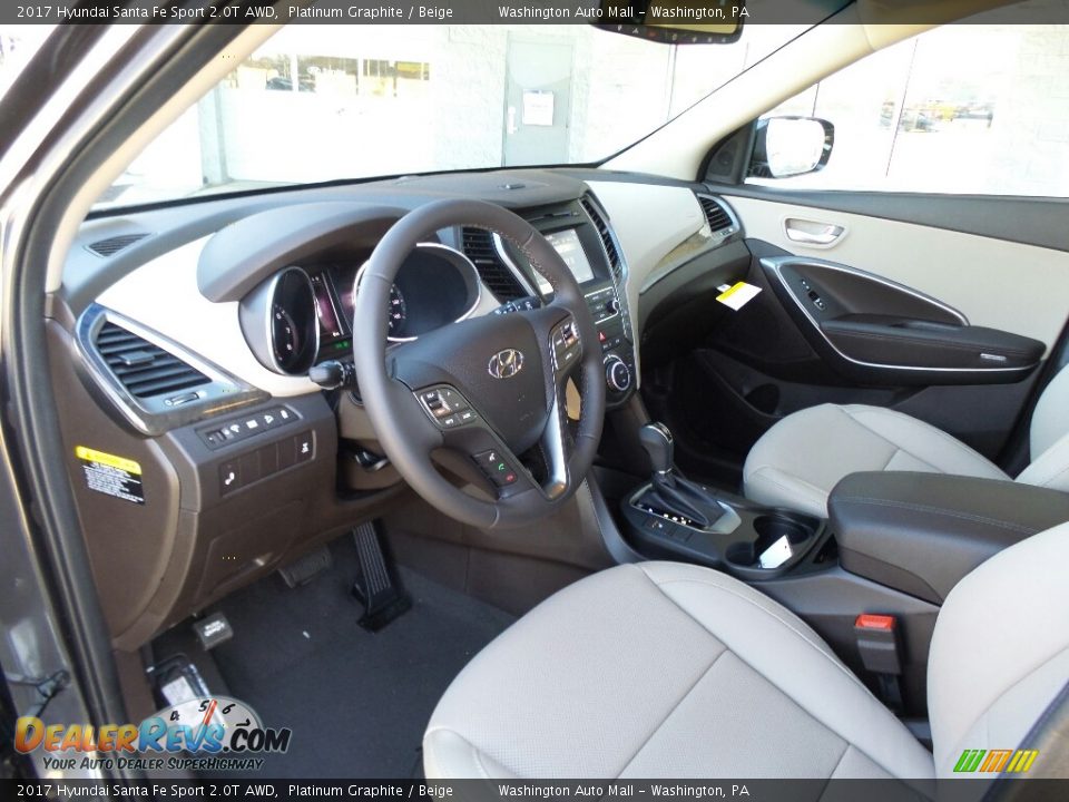 Beige Interior - 2017 Hyundai Santa Fe Sport 2.0T AWD Photo #9