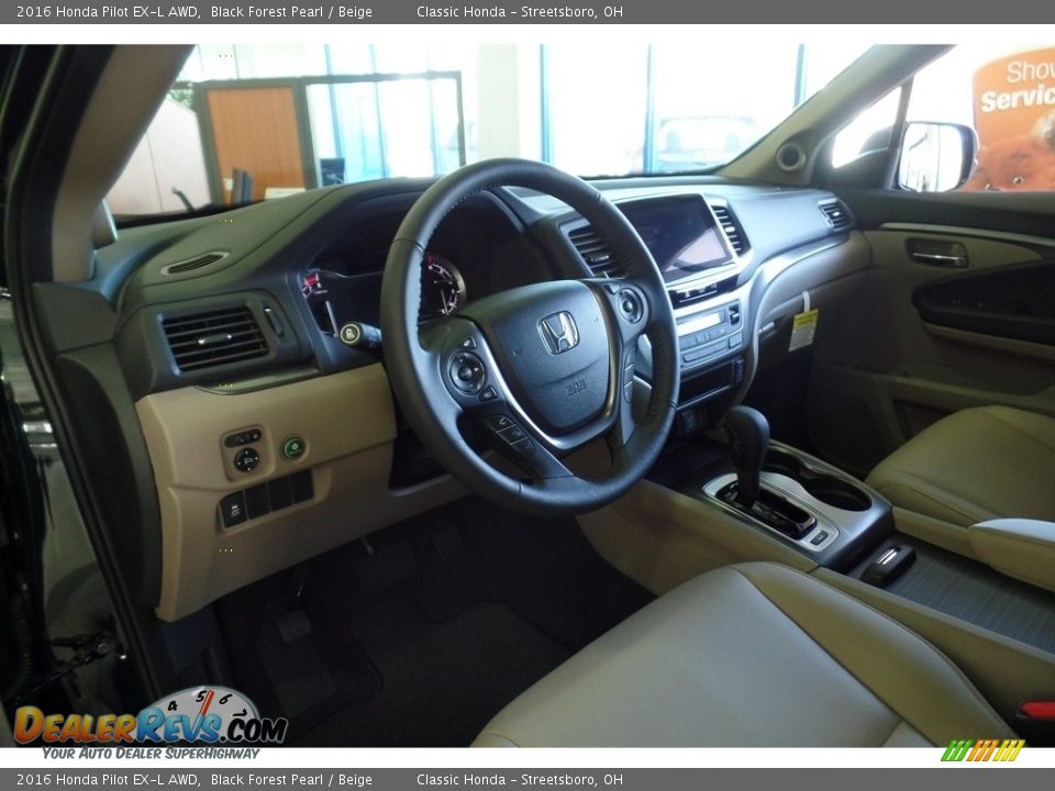 2016 Honda Pilot EX-L AWD Black Forest Pearl / Beige Photo #5