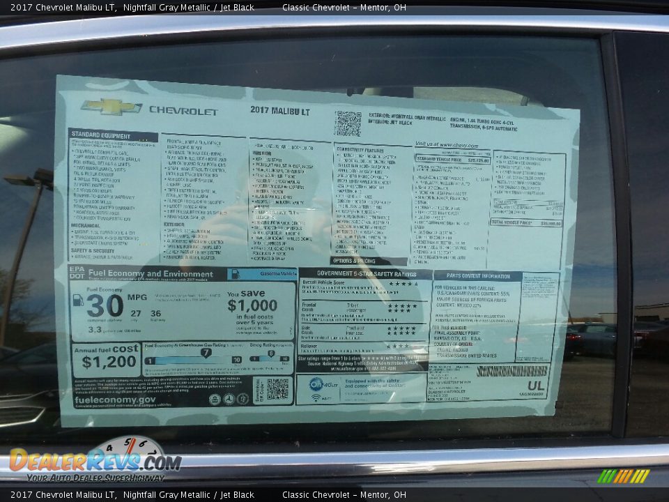 2017 Chevrolet Malibu LT Nightfall Gray Metallic / Jet Black Photo #4