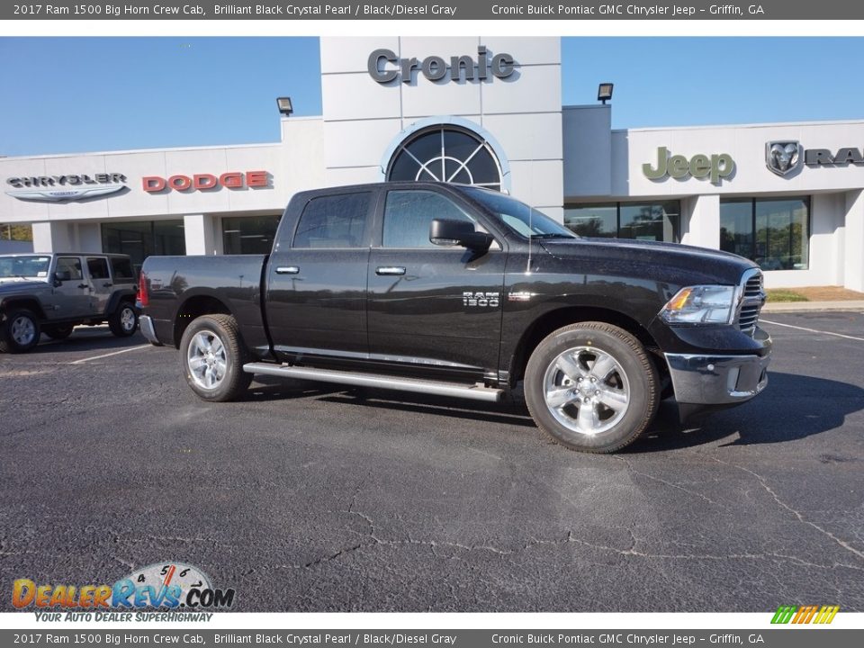 2017 Ram 1500 Big Horn Crew Cab Brilliant Black Crystal Pearl / Black/Diesel Gray Photo #1