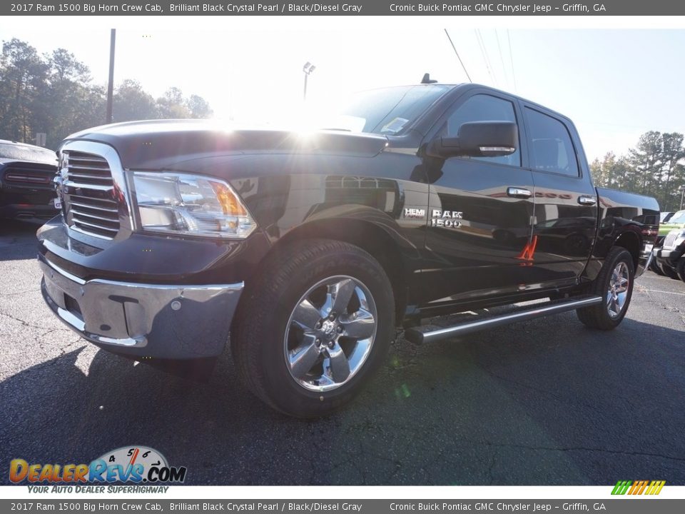 2017 Ram 1500 Big Horn Crew Cab Brilliant Black Crystal Pearl / Black/Diesel Gray Photo #3
