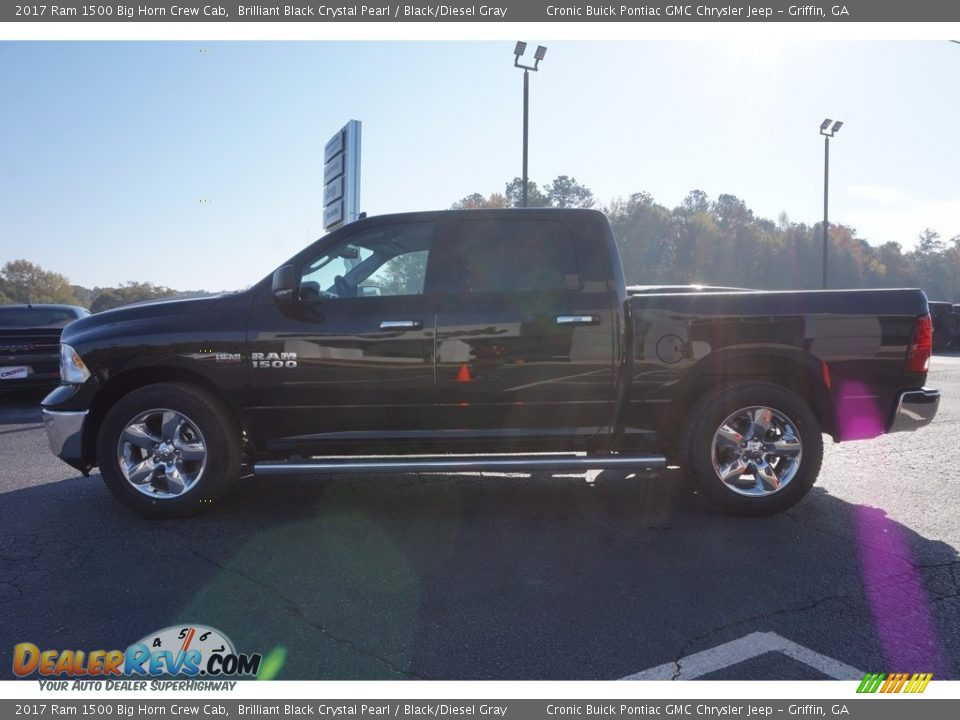 2017 Ram 1500 Big Horn Crew Cab Brilliant Black Crystal Pearl / Black/Diesel Gray Photo #4