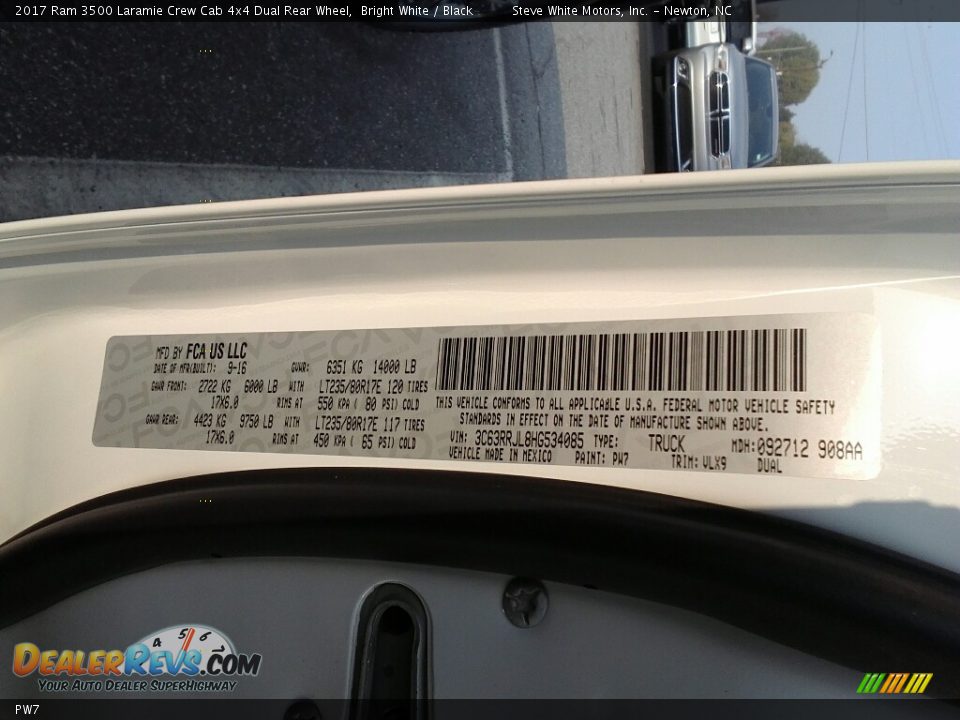 Ram Color Code PW7 Bright White