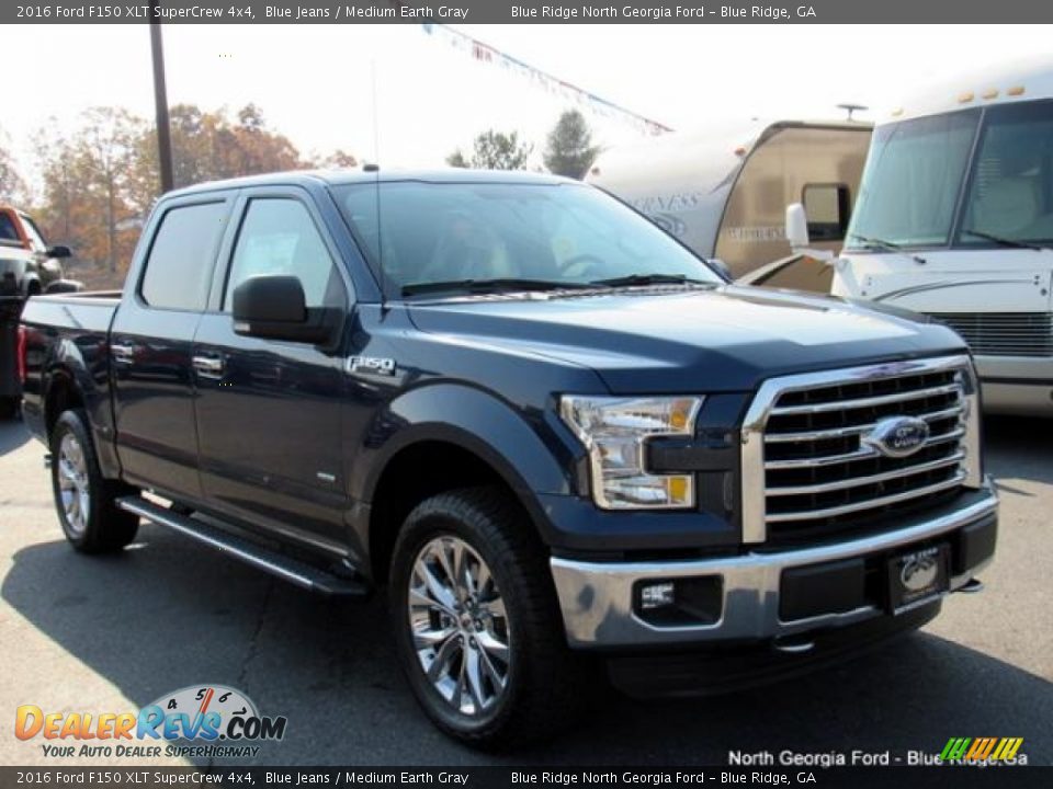 2016 Ford F150 XLT SuperCrew 4x4 Blue Jeans / Medium Earth Gray Photo #7